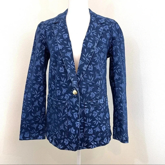 Draper James Floral Denim Blazer - NWT - Reese Witherspoon Preppy Jacket - Picture 3 of 10